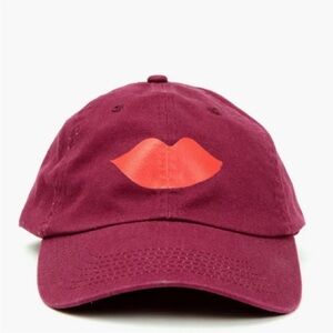 Clare V Red Hat with Bold Lip Design